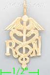 14K Gold Caduceus Medical Profession Symbol Dia-Cut Charm Pendan