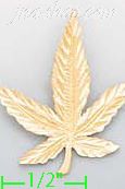 14K Gold Marijuana Pot Weed Dia-Cut Charm Pendant