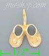 14K Gold Baby Shoes Dia-Cut Charm Pendant