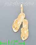 14K Gold Sandals Shoes Dia-Cut Charm Pendant