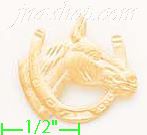 14K Gold Horse Head Horseshoe Dia-Cut Charm Pendant