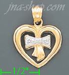 14K Gold Heart w/Bow 2Tone Charm Pendant