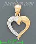 14K Gold Heart 2Tone Charm Pendant