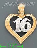 14K Gold 16 Heart 2Tone Charm Pendant