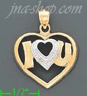 14K Gold I Love 'Heart' U 2Tone Charm Pendant