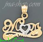 14K Gold Mom Heart 2Tone Charm Pendant
