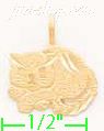 14K Gold Cat Dia-Cut Charm Pendant