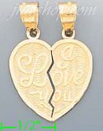 14K Gold 2-piece I Love You Heart Charm Pendant