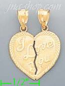 14K Gold 2-piece I Love You Heart Charm Pendant