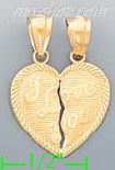 14K Gold 2-piece I Love You Heart Charm Pendant