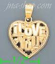 14K Gold I Love You Heart Charm Pendant