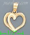 14K Gold Double Open Heart Charm Pendant