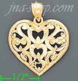 14K Gold Filigree Heart Charm Pendant