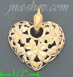 14K Gold Filigree Heart Charm Pendant