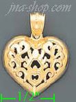 14K Gold Filigree Heart Charm Pendant