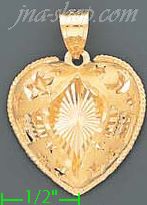 14K Gold Heart w/Intricate Design Charm Pendant