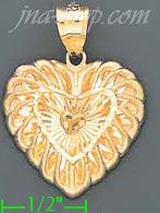 14K Gold Heart w/Small Dangling Heart Intricate Design Charm Pen