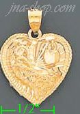 14K Gold Heart w/Small Dangling Heart Intricate Design Charm Pen