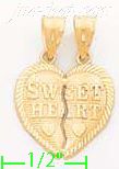 14K Gold 2-piece Sweet Heart Heart Charm Pendant