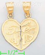 14K Gold 2-piece Te Amo Heart Charm Pendant