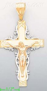 14K Gold Cross Crucifix 3Color Charm Pendant