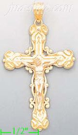 14K Gold Cross Crucifix 3Color Charm Pendant