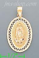 14K Gold Virgin of Guadalupe on Oval Frame 3Color Charm Pendant