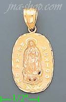 14K Gold Virgin of Guadalupe Reyna de Mexico 3Color Charm Pendan