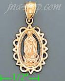 14K Gold Virgin of Guadalupe on Rectagular Frame 3Color Charm Pe