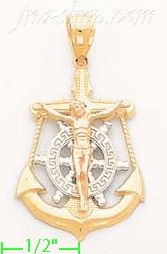 14K Gold Anchor Crucifix 3Color Charm Pendant