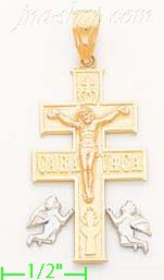 14K Gold Caravaca Cross Crucifix 3Color Charm Pendant
