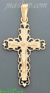 14K Gold Crucifix Italian Cross Charm Pendant