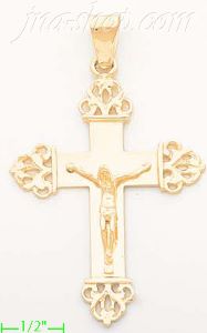 14K Gold Crucifix Italian Cross Charm Pendant