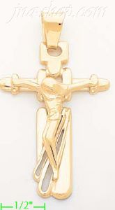 14K Gold Crucifix Italian Cross Charm Pendant