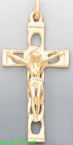 14K Gold Crucifix Italian Cross Charm Pendant