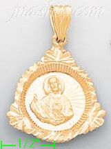 14K Gold Jesus Christ Sacred Heart Stamp Charm Pendant