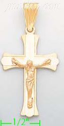 14K Gold Cross Crucifix Stamp Charm Pendant