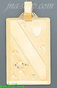 14K Gold Dia-Cut Engravable Rectangular Stamp Charm Pendant