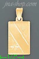 14K Gold Engravable Dia-Cut Rectangular Stamp Charm Pendant