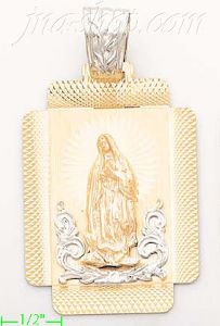 14K Gold Virgin of Guadalupe Stamp Charm Pendant