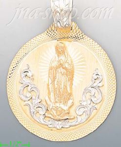 14K Gold Virgi of Guadalupe Round Stamp Charm Pendant