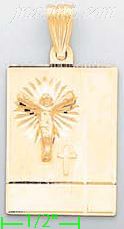 14K Gold Crucifix Stamp Charm Pendant