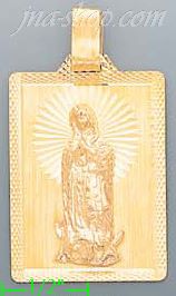 14K Gold Virgin of Guadalupe Stamp Charm Pendant