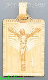 14K Gold Crucifix Stamp Charm Pendant