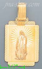 14K Gold Virgin of Guadalupe Stamp Charm Pendant