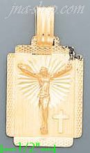 14K Gold Crucifix Stamp Charm Pendant