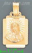 14K Gold Virgin Stamp Charm Pendant