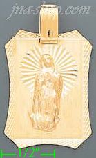 14K Gold Virgin of Guadalupe Stamp Charm Pendant