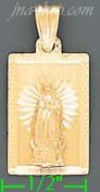 14K Gold Virgin of Guadalupe Stamp Charm Pendant