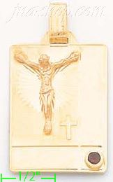 14K Gold Crucifix Stamp Charm Pendant